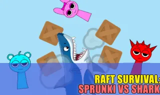 Raft Survival: Sprunki vs Shark!